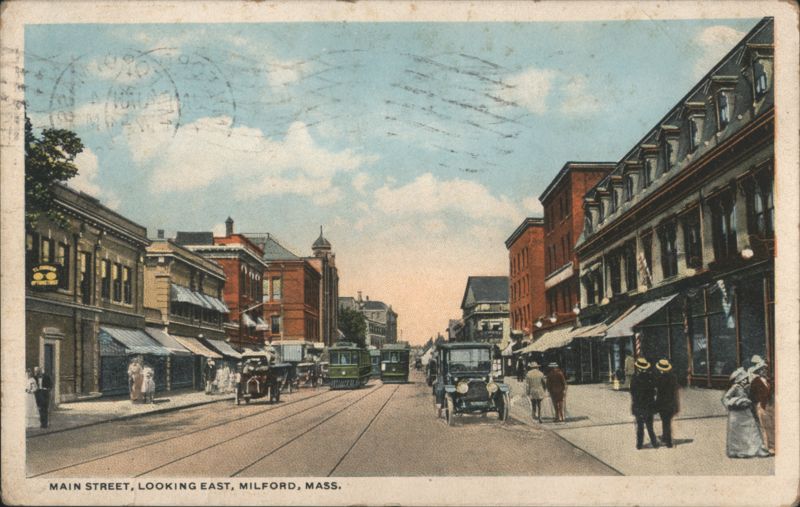 Main Street, Looking East, Milford, MA Massachusetts