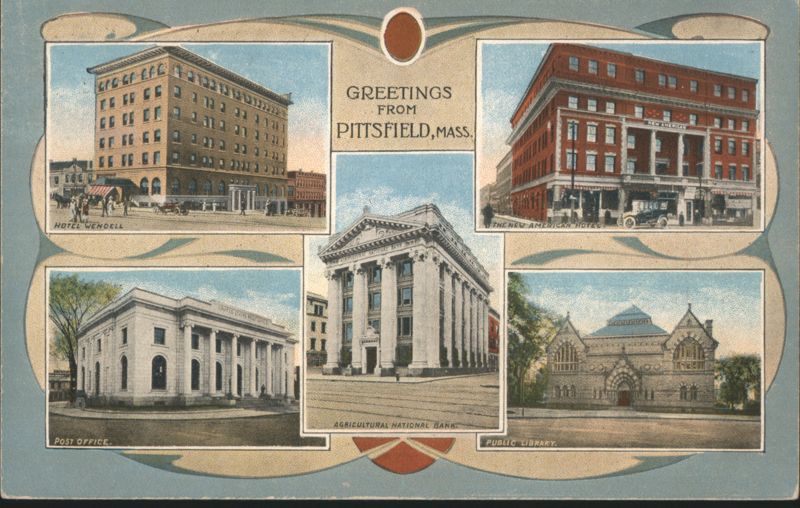 Pittsfield MA: Hotel Wendell, New American, Post Office, Bank, Library Massachusetts