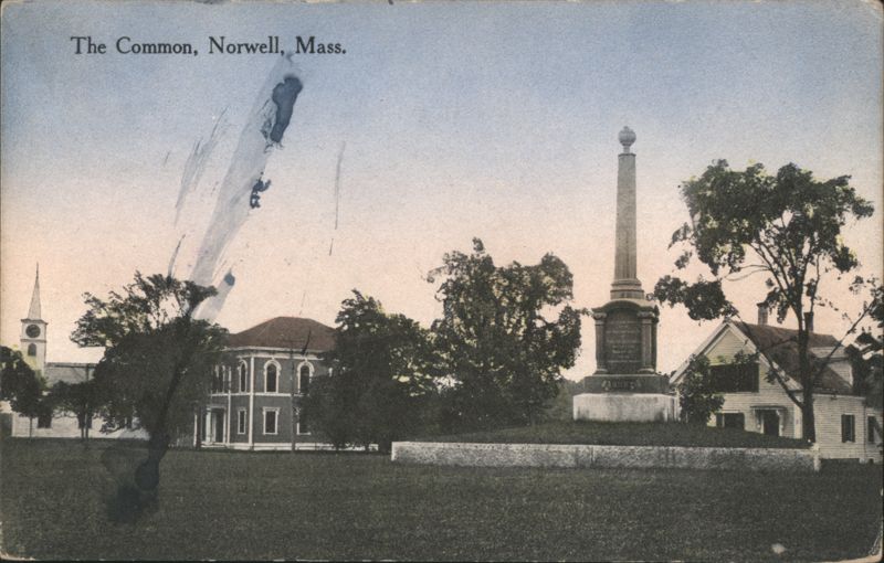 The Common, Norwell, MA with Monument & Church Steeple Massachusetts