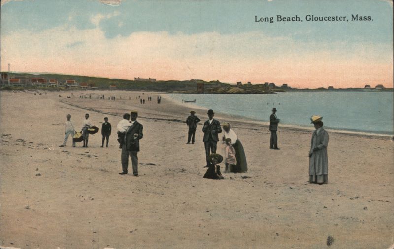 Long Beach, Gloucester, MA - People on Sandy Beach Massachusetts