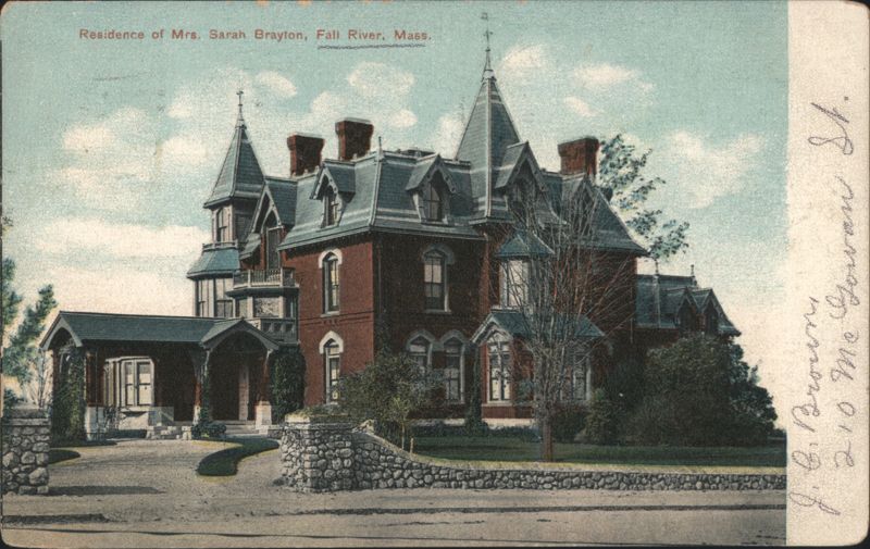 Residence of Mrs. Sarah Brayton, Fall River, MA Massachusetts