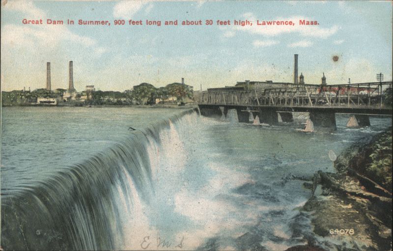 Great Dam In Summer, 900 feet long, 30 feet high Lawrence Massachusetts