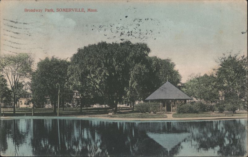Broadway Park - Gazebo and Pond Reflection Somerville Massachusetts