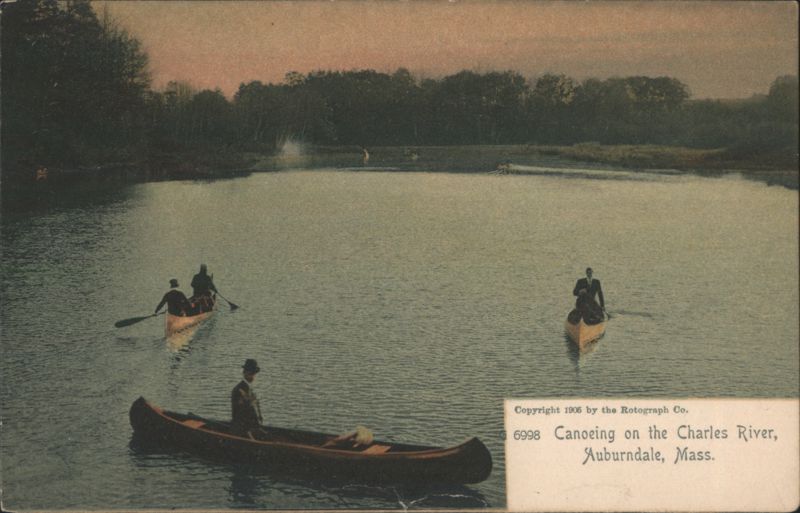 Canoeing on the Charles River, Auburndale, Mass. Massachusetts