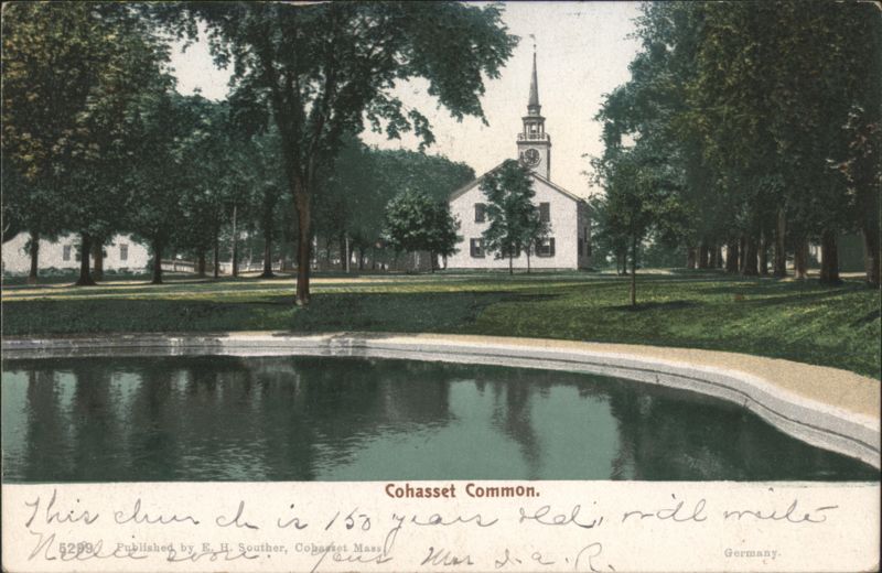 Cohasset Common, Church and Pond Massachusetts