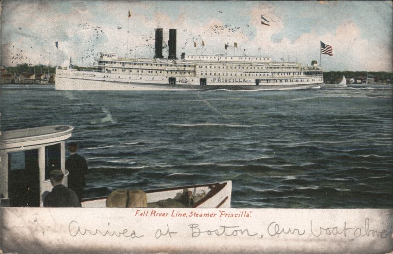 Fall River Line Steamer Priscilla Arrives at Boston Massachusetts