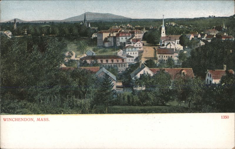 Winchendon MA Town View with Churches & Mountains Massachusetts