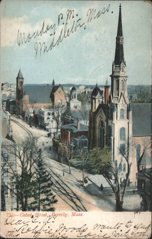 Cabot Street Scene with Churches Beverly Massachusetts