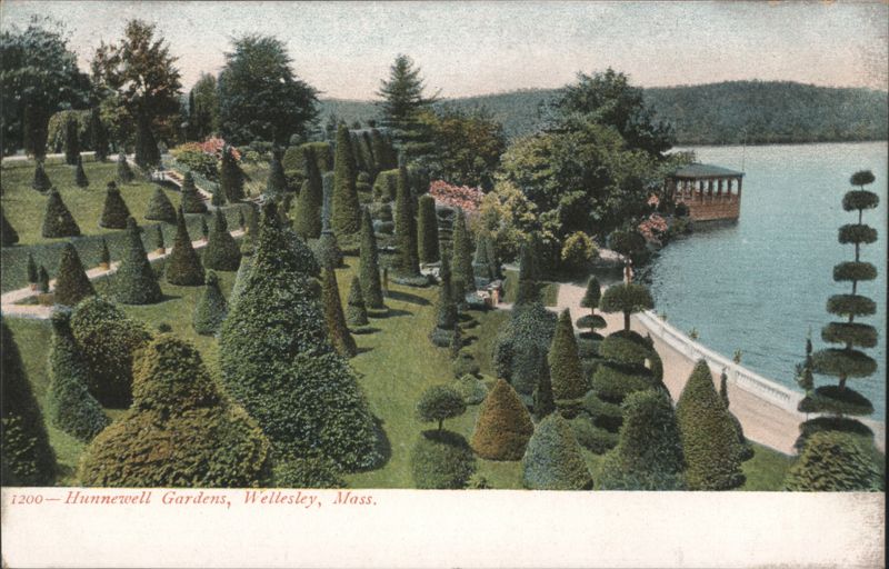 Hunnewell Gardens, Lake View with Topiary Wellesley Massachusetts
