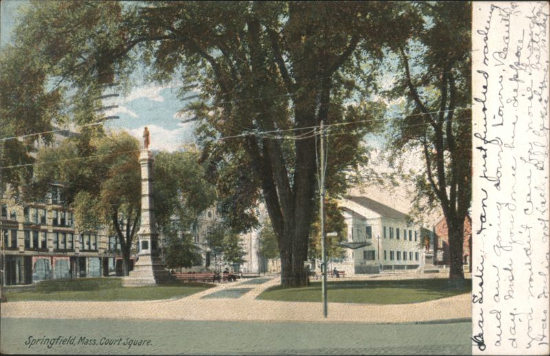 Springfield, MA Court Square Monument & Trees Massachusetts