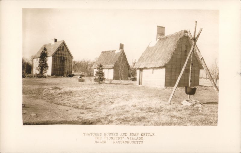 Thatched Houses and Soap Kettle, The Pioneers' Village Salem Massachusetts