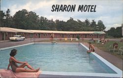 Sharon Motel Swimming Pool, Commercial & Family Accommodations Postcard