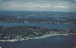 Birdseye View Marblehead, MA Coastline & Harbor Postcard
