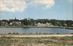 Sunset Lake, Gingerbread Cottages, Oak Bluffs, MA Postcard