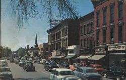 Elm Street, Westfield, MA with Stores & Steeple Postcard