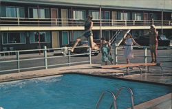 Panorama Motor Lodge Pool, Buzzards Bay, MA Postcard