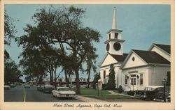 Main Street, First Baptist Church, Hyannis, Cape Cod Postcard