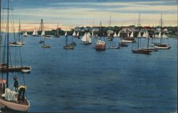 Sailing in Marblehead Harbor, MA Postcard