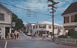 Edgartown Four Corners Business Area Street Scene Postcard