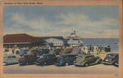 Steamer at Pier, Oak Bluffs, Mass. Postcard