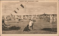 Harbor View with Sailboats, Marblehead, MA Postcard