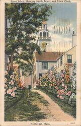 Stone Alley, South Tower and Town Clock, Nantucket Postcard