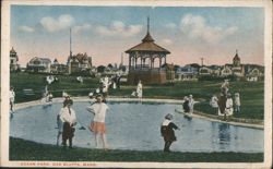 Ocean Park, Oak Bluffs, MA with Gazebo and Pond Postcard