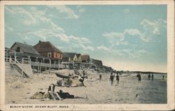 Beach Scene, Ocean Bluff Postcard
