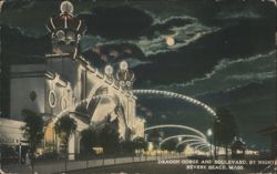 Dragon Gorge and Boulevard, By Night, Revere Beach Postcard