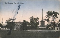 The Common, Norwell, MA with Monument & Church Steeple Postcard