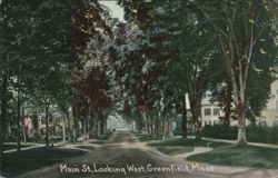 Main St, Looking West, Greenfield Postcard