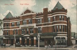 Ware MA Post Office & Mansion House Block 1887 Postcard