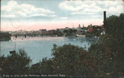 Merrimac River, Haverhill, MA - A Day in June City View Postcard