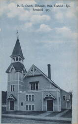 M. E. Church Founded 1856, Remodeled 1905 Postcard
