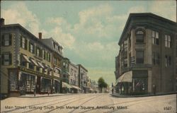 Main Street, looking South from Market Square, Amesbury, Mass. Postcard