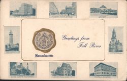 Greetings from Fall River MA Multi-View Postcard