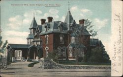 Residence of Mrs. Sarah Brayton, Fall River, MA Postcard