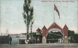 Highland Park and Chutes, Brockton, MA Postcard
