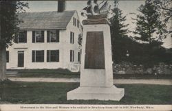 First Settlers Monument 1635-1650 with Ship Sculpture Postcard