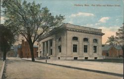 Fitchburg MA Post Office and Wallace Street Postcard