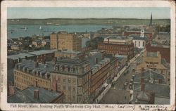 Fall River, MA - Looking North West from City Hall Postcard