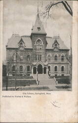 City Library, Springfield, MA Postcard