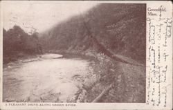 A Pleasant Drive Along Green River, Greenfield, MA Postcard