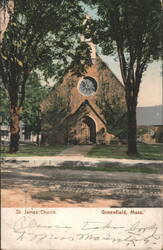 St. James Church, Greenfield, MA Postcard