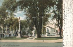 Springfield, MA Court Square Monument & Trees Postcard