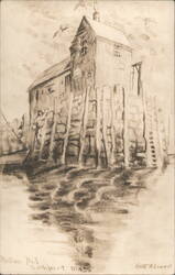 Motive No. 1, Building on Piers, Rockport MA Postcard