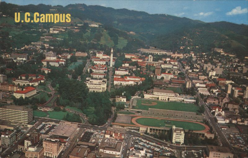 U.C. Campus Berkeley Aerial View Campanile Stadium California