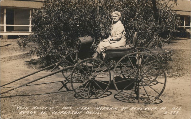 Mrs. John Ingrahm in Jefferson Davis's Buggy at Beauvoir