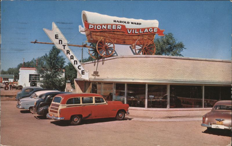 Harold Warp Pioneer Village Entrance & Covered Wagon Minden Nebraska