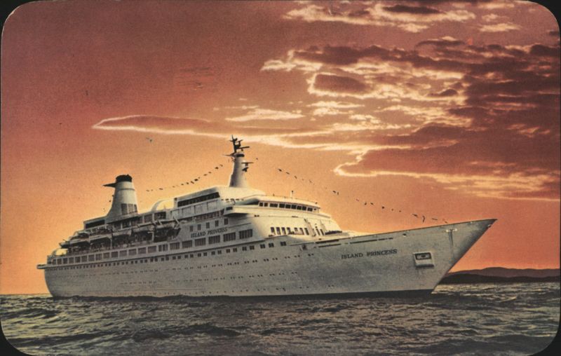 ISLAND PRINCESS Cruise Ship at Sunset Cruise Ships